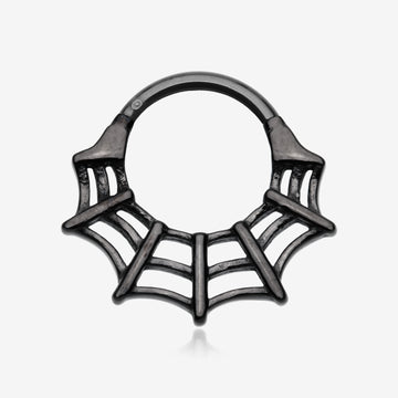 Blackline Venomous Spider Web Steel Seamless Clicker Hoop Ring